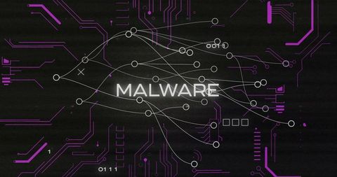 Cybersecurity conceptual graphic with malware text
