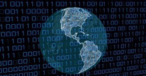 Globe in Binary Code Representing Global Digital Network - Download Free Stock Images Pikwizard.com