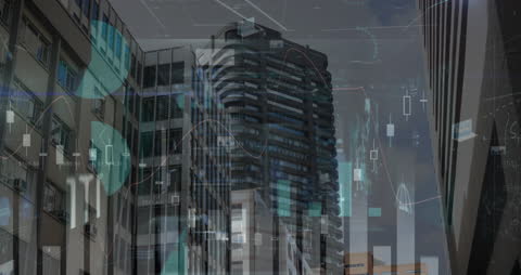 Innovative Financial Data Visualization Over Modern Cityscape