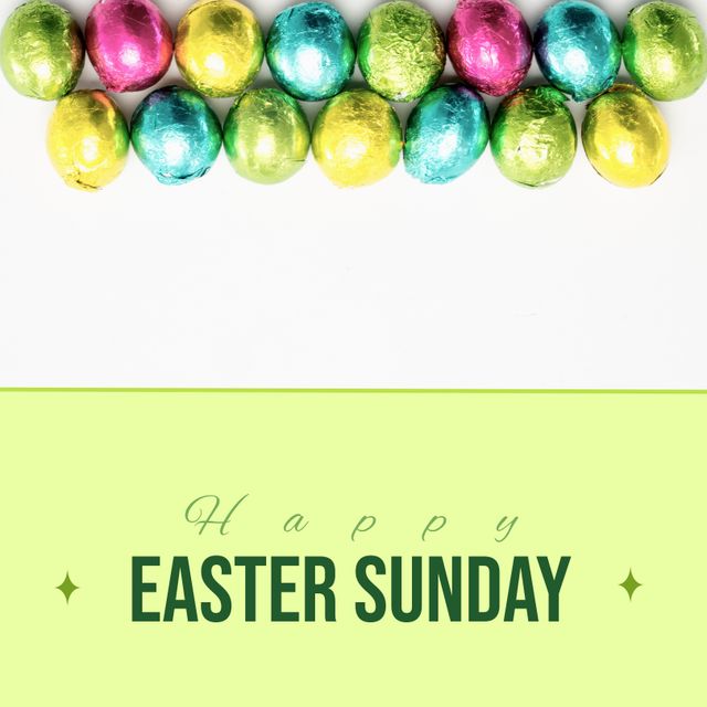 Colorful Chocolate Easter Eggs with Happy Easter Sunday Text - Download Free Stock Templates Pikwizard.com