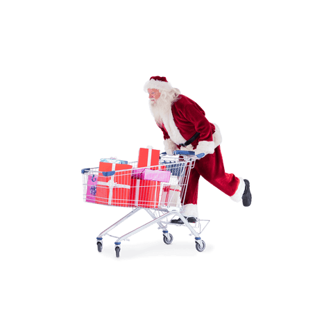 santa claus gliding with shopping cart full of presents on transparent background - Download Free Stock Videos Pikwizard.com