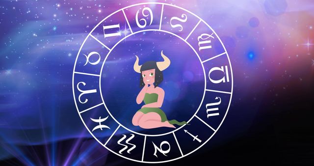 Astrology Wheel and Taurus Symbol with Starry Background - Download Free Stock Images Pikwizard.com