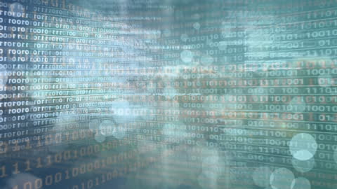 Digital Binary Code Over Human Eye with Futuristic Data Overlay