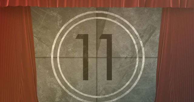 Retro Film Countdown Framed by Red Curtains - Download Free Stock Images Pikwizard.com