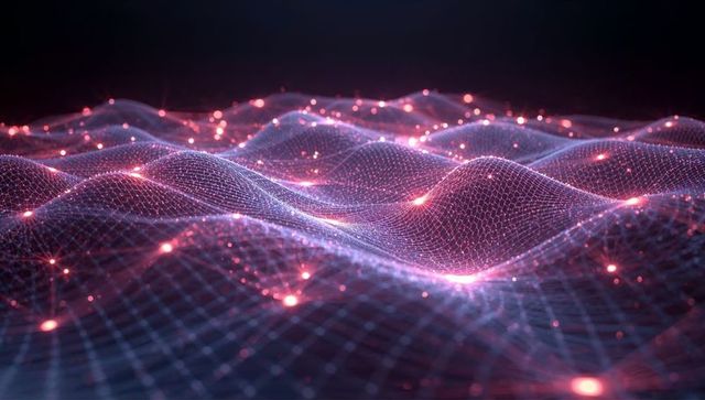 Abstract digital wireframe mesh with glowing nodes