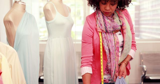 Fashion Designer Working on Dress in Studio - Download Free Stock Images Pikwizard.com