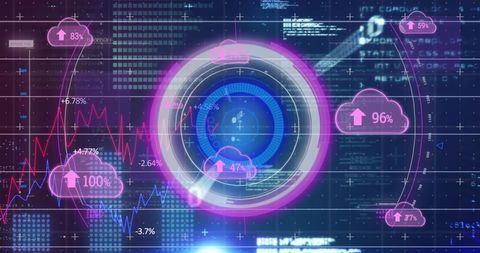 Futuristic Cloud Computing Interface with Data Analytics - Download Free Stock Images Pikwizard.com