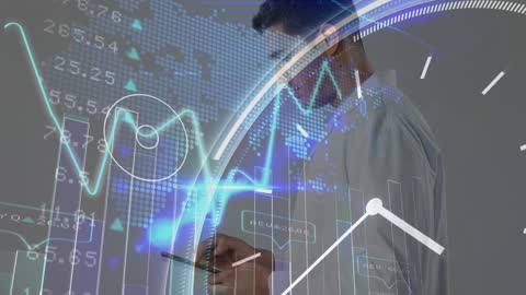 Doctor Analyzing Digital Medical Data Concepts with Time Overlay