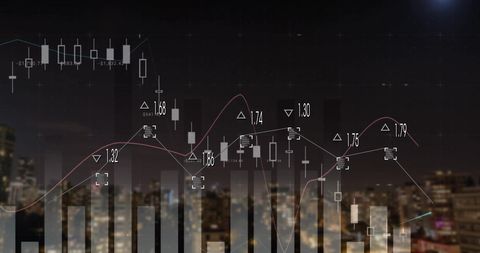Digital Data Analytics Overlay on Night Cityscape - Download Free Stock Images Pikwizard.com