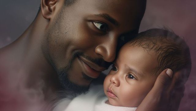 Father gently cradling newborn, experiencing bond of parenthood