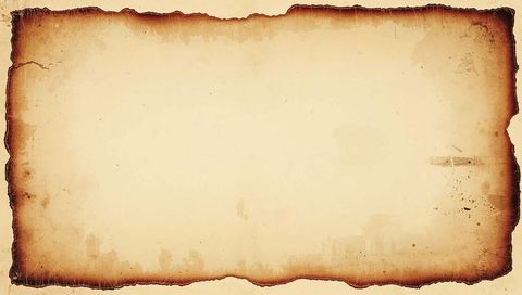 Vintage burnt parchment background with torn charred edges and ink smudges
