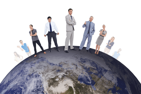 Business Team Standing on Globe with Transparent Background - Download Free Stock Videos Pikwizard.com