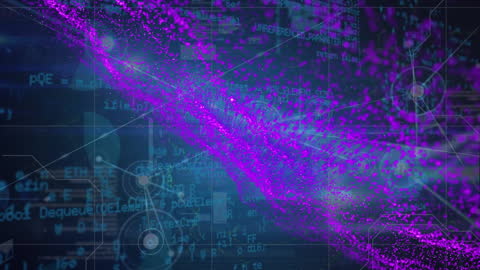 Purple Digital Wave with Data Integration and Connections