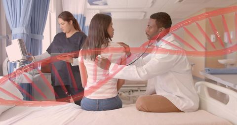 Doctor and Nurse Caring for Patient with DNA Overlay