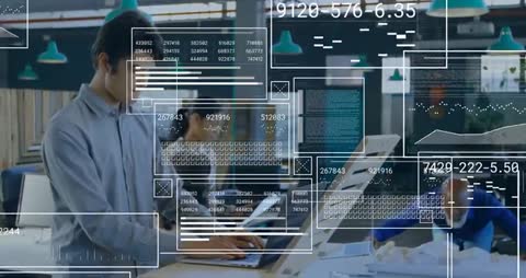 Businessman Interacting With Holographic Data for Analysis