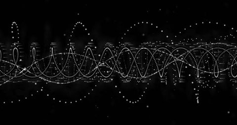 Monochrome digital dna strand with data spiral overlay