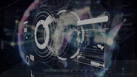 High-Tech Futuristic Interface and Digital Data Visualization