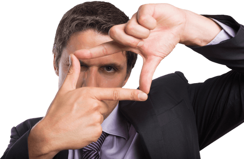 transparent focused businessman framing view with fingers - Download Free Stock Videos Pikwizard.com
