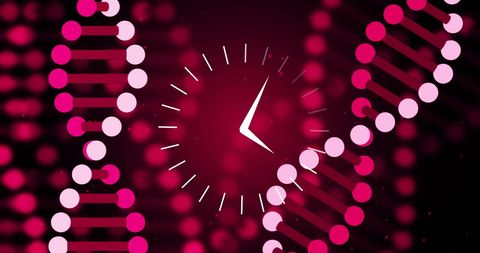 Digital Clock Overlapping DNA Strands in Futuristic Red Design - Download Free Stock Images Pikwizard.com