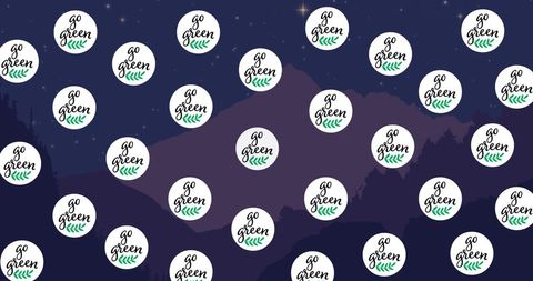 Go green text floating over nighttime mountain landscape