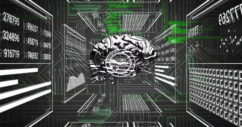 Digitized Brain in Futuristic Data Interface Matrix - Download Free Stock Images Pikwizard.com