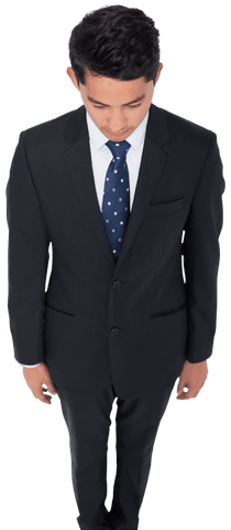 Biracial Businessman Standing on Transparent Background in Formal Attire