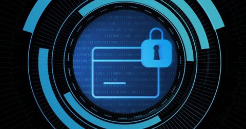 Digital security concept with card and padlock technology symbol