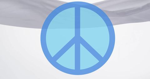 Peace symbol with flowing cloth on white background