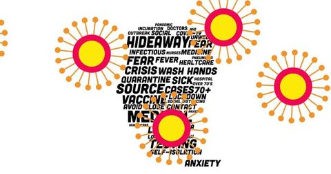COVID-19 Text Art with Virus Illustration Representing Global Pandemic - Download Free Stock Images Pikwizard.com