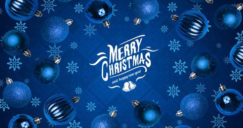 Festive Christmas Baubles on Blue Starry Background