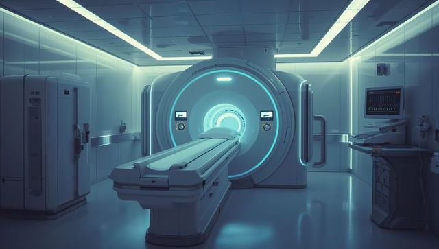 Advanced mri scanner in high-tech hospital imaging suite