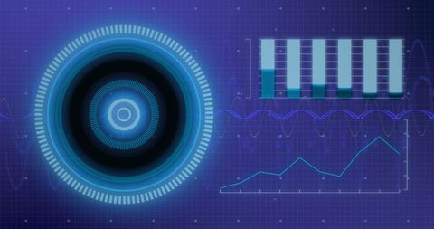 futuristic data processing with analytical graphs on purple grid background - Download Free Stock Images Pikwizard.com