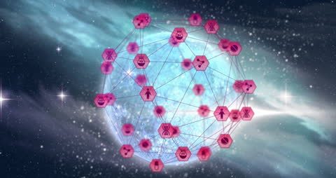 Global Data Network with Digital Connections and Globe Overlay