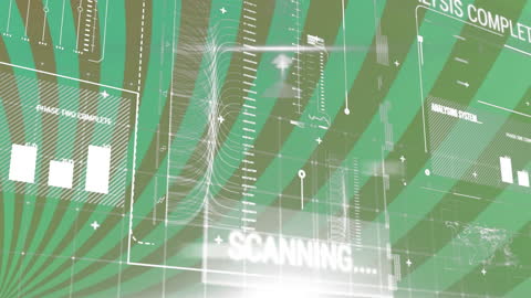 Futuristic Data Processing Animation with Green Graphics