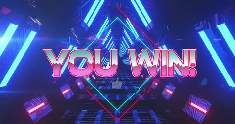 Retro Futuristic 'You Win' Neon Tunnel - Download Free Stock Images Pikwizard.com