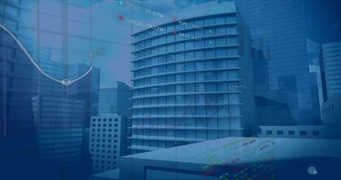 Digital Interface Projected Over Modern Cityscape