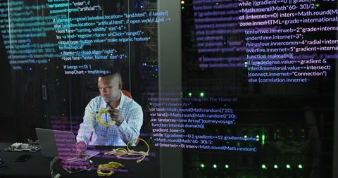 Data Engineer Analyzing Code in Advanced Server Room - Download Free Stock Images Pikwizard.com