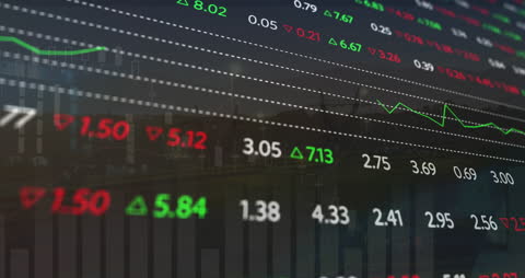 Dynamic Stock Market Trading Over Scenic Landscape