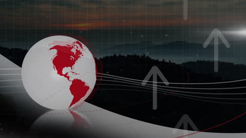 Digital Globe with Arrows Symbolizing Business Growth