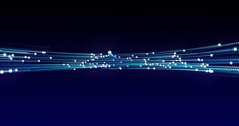 Abstract light trails with blue and white dynamic glow