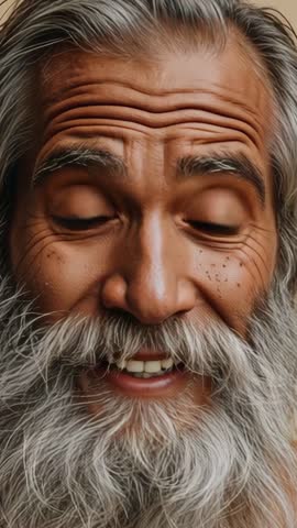 Vertical portrait of senior Middle Eastern man smiling and grinning, warm genuine emotion
