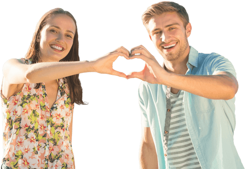 Smiling Transparent Couple Making Heart Gesture - Download Free Stock Videos Pikwizard.com