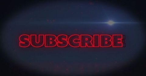 Glowing Neon Red Subscribe Text with Digital Effects