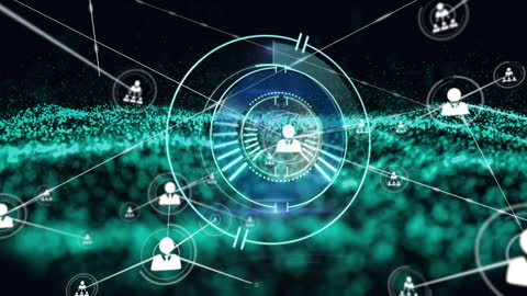 Digital Network Connections and Blue Tech Elements