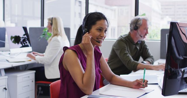 Confident Customer Service Representative in Call Center Office - Download Free Stock Images Pikwizard.com