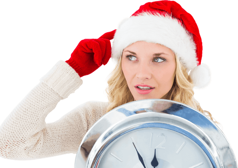 transparent christmas woman holding clock countdown to holiday - Download Free Stock Videos Pikwizard.com