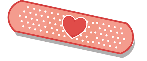 Pink Bandage with Heart Symbol on Transparent Background