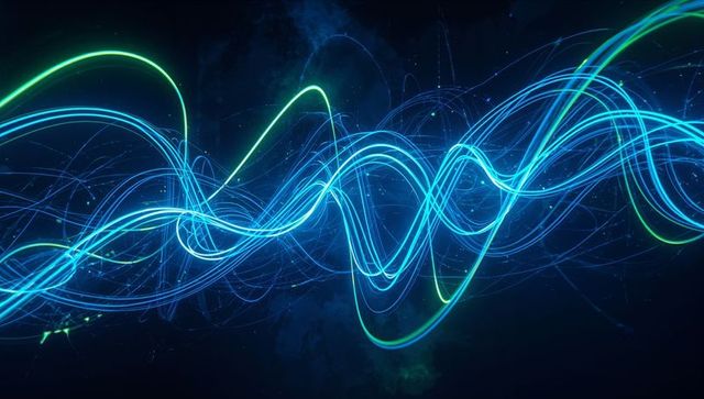 Blue and Green Neon Esoteric Waves on Cosmic Background