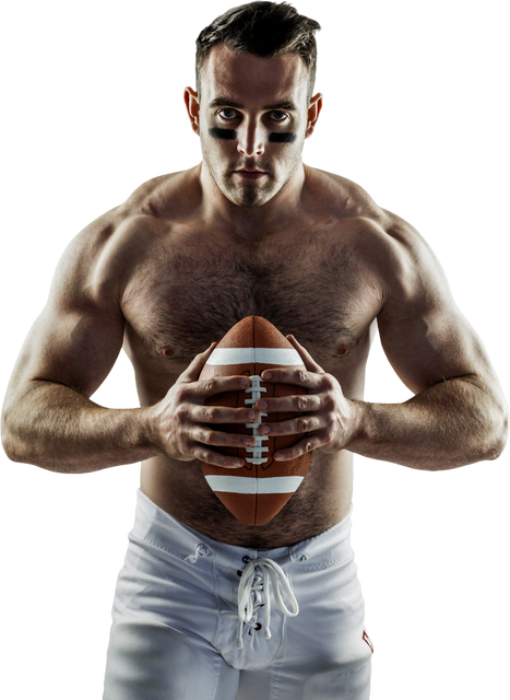 Shirtless American Football Player with Ball Transparent Background - Download Free Stock Videos Pikwizard.com