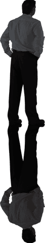 Caucasian businessman standing in a confident posture, viewed from the back with reflection mirroring below. Transparent background enhances versatile usage, allowing easy integration into presentations, business graphics, or promotional materials. Ideal for illustrating professionalism and corporate themes in various designs.